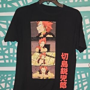 (MY HERO ACADEMIA) Black Graphic T-Shirt with Anime Design